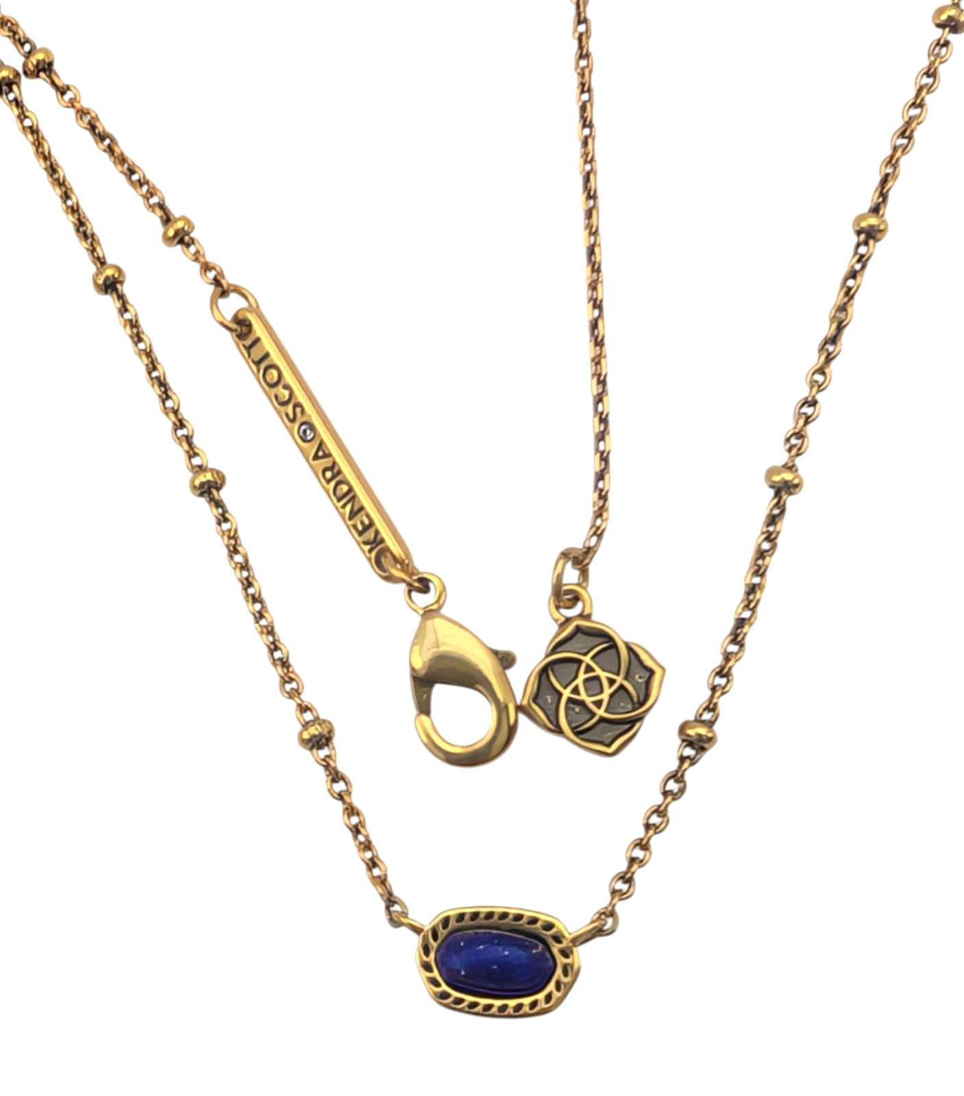 New 100% KENDRA SCOTT 499 Vintage Gold Blue Lapis Mini Elisa Pendant Necklace