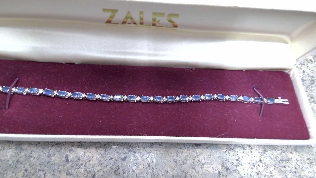 Sapphire Gold-Stone Bracelet 14K White Gold 8.2g (TPS040043)