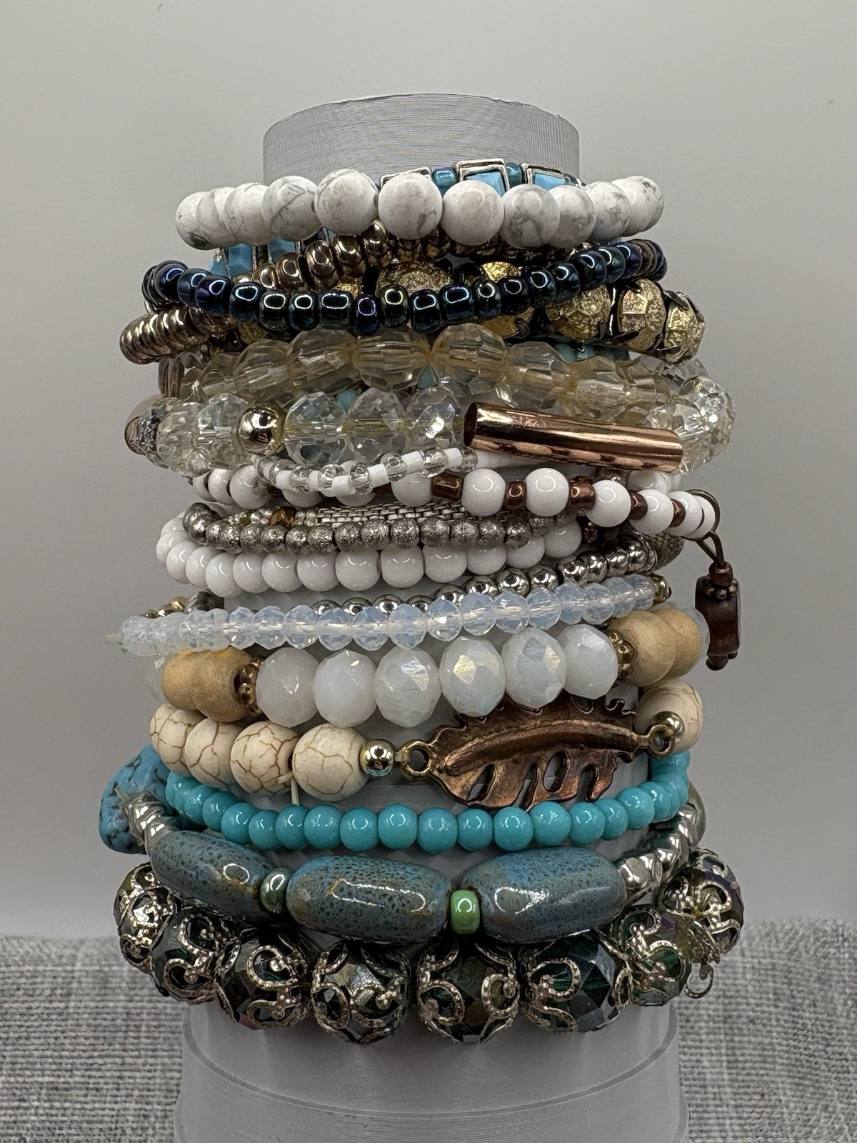 Lot of 20 Stretch Bracelets Mixed Beaded Stackable