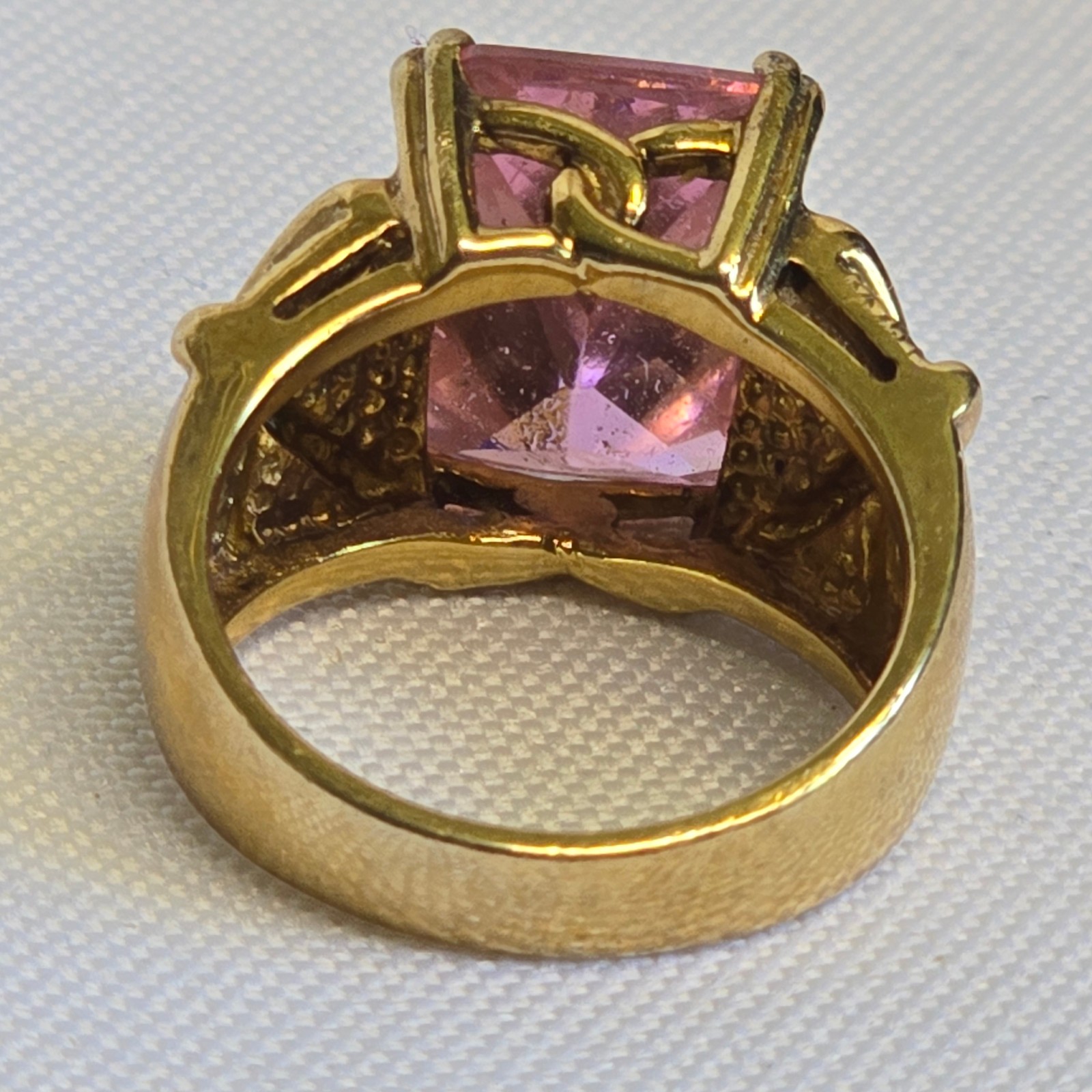 Sterling Silver Ring 9.8g Fine Jewelry Size 6.5 Band Pink Stone *READ*