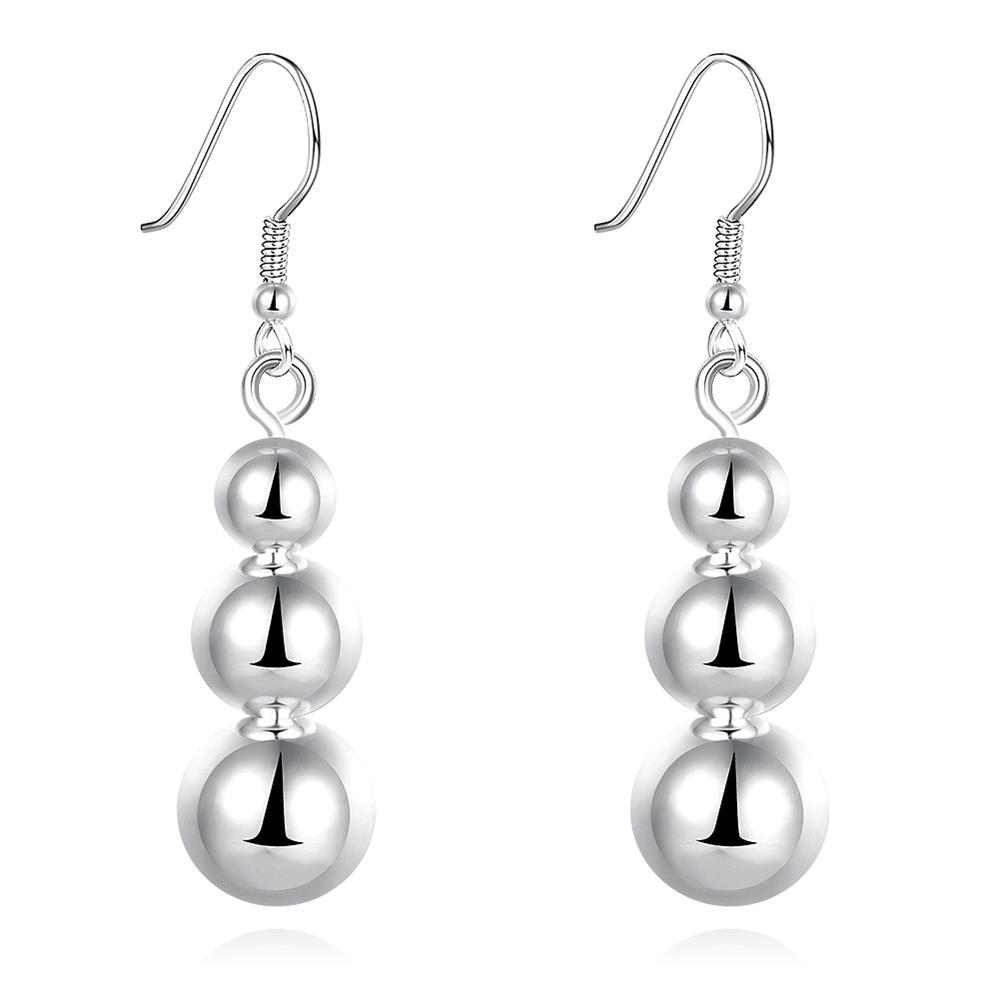 Womens 925 Sterling Silver Beads Ball 45mm Long Drop Dangle Charm Earrings #E75