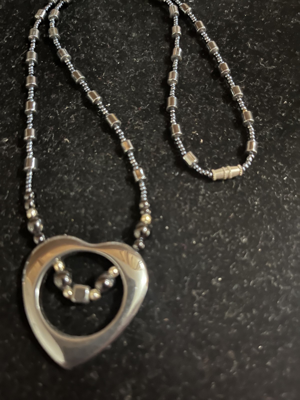 Heart Hematite Gothic Boho All of The Above Necklace