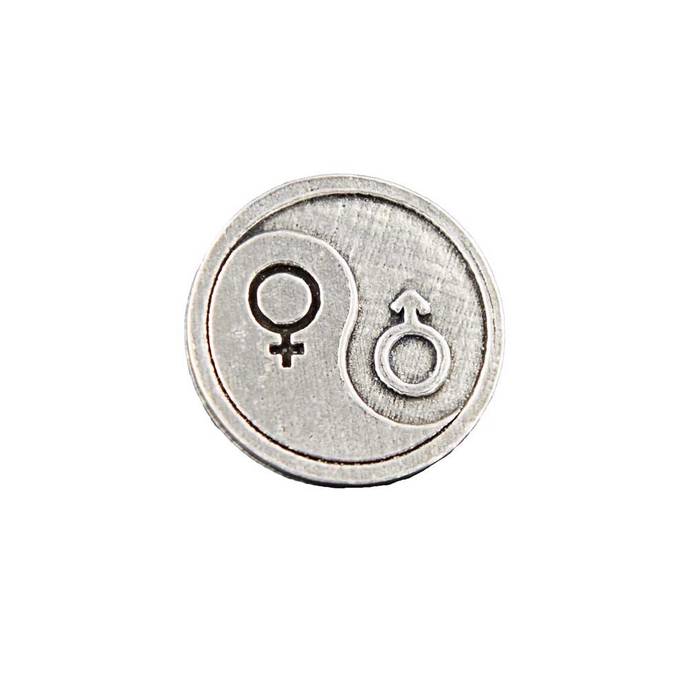 Yin Yang Metal Lapel Pin Love Man And Woman, Pewter Male And Female Brooch G055