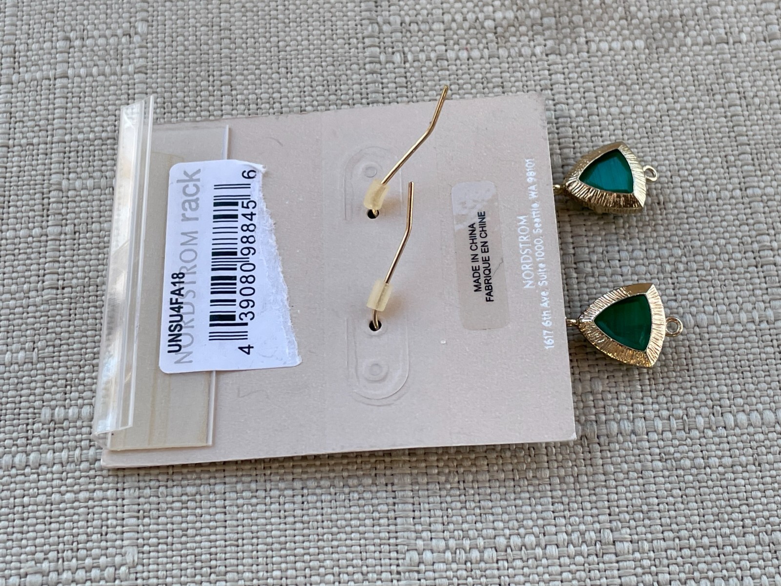 14th & Union Women Earrings Green Stone Gold Tone Fashion Jewelry new