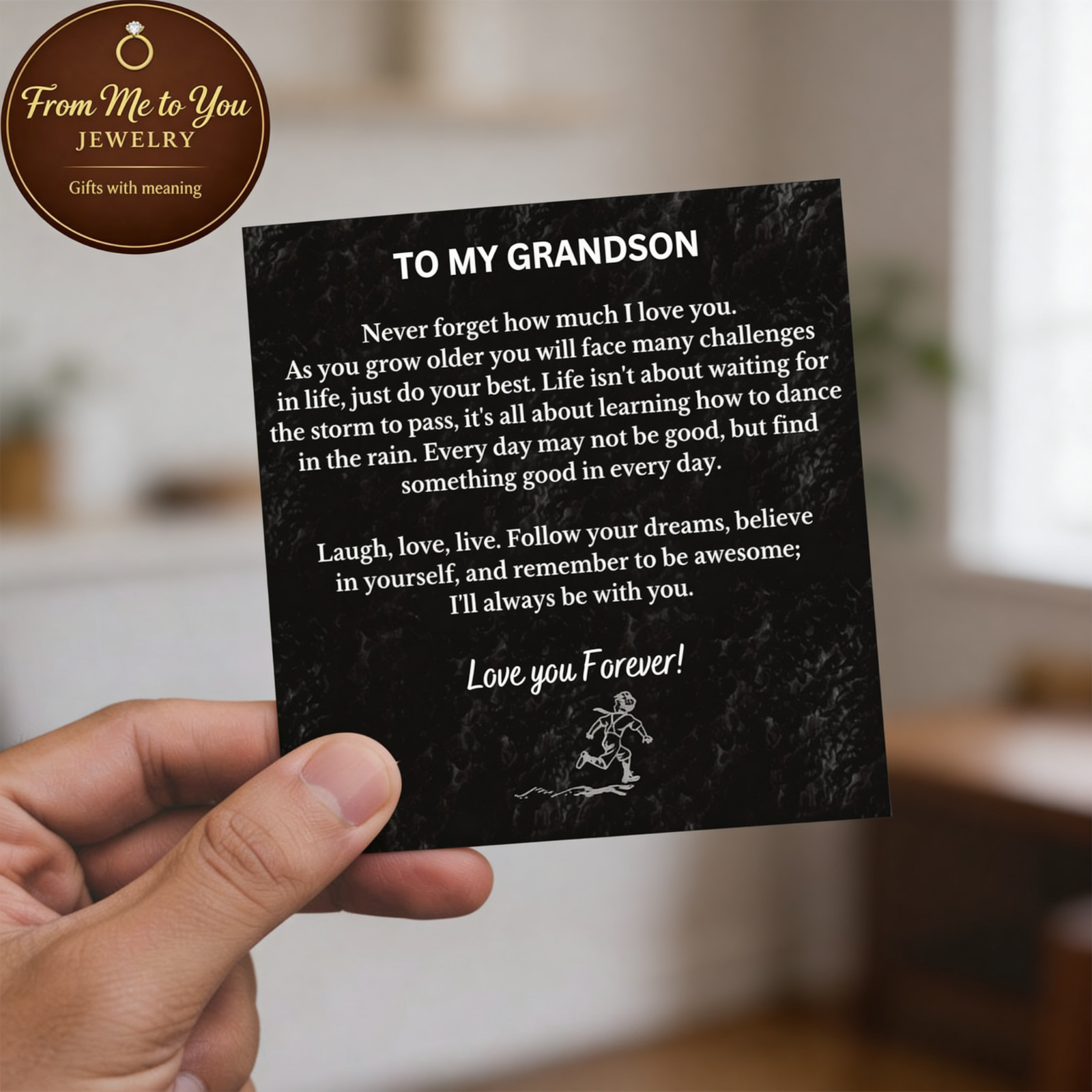 To My Grandson Leather Bracelet For Birthday Christmas Graduation Love You Gift