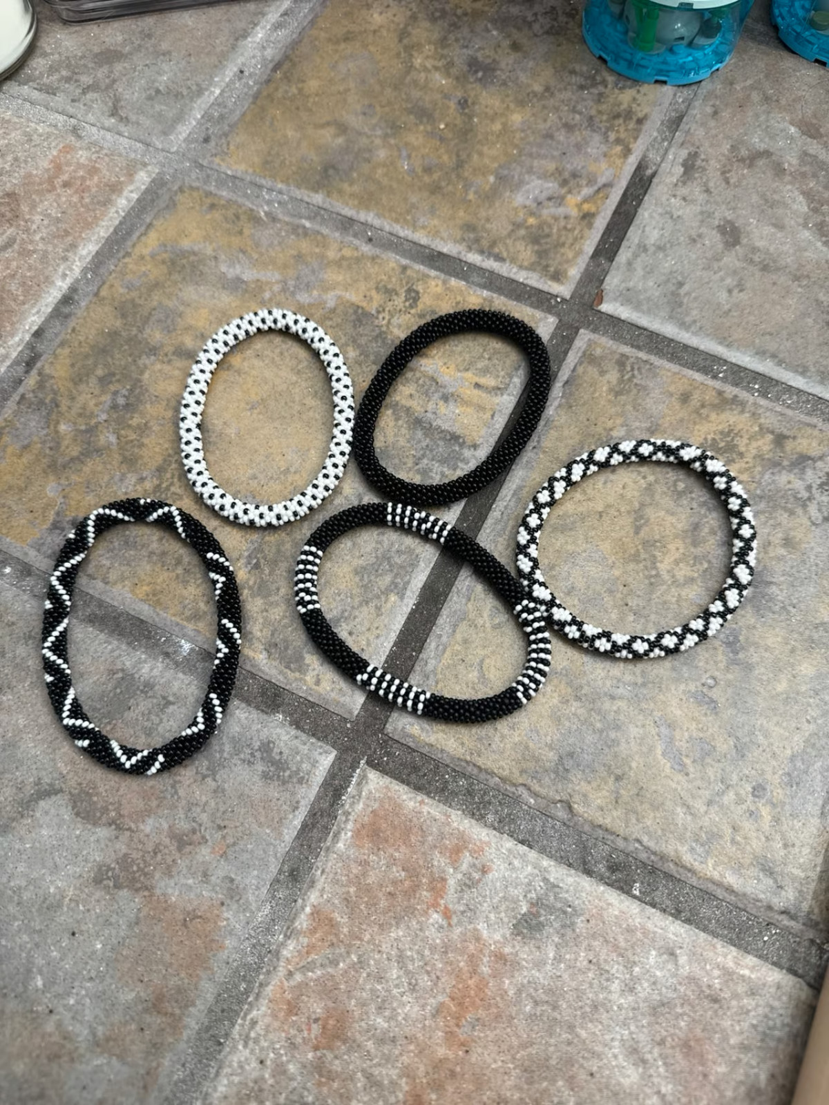 Aid Through Trade Stack- 5 bracelets, Black and White