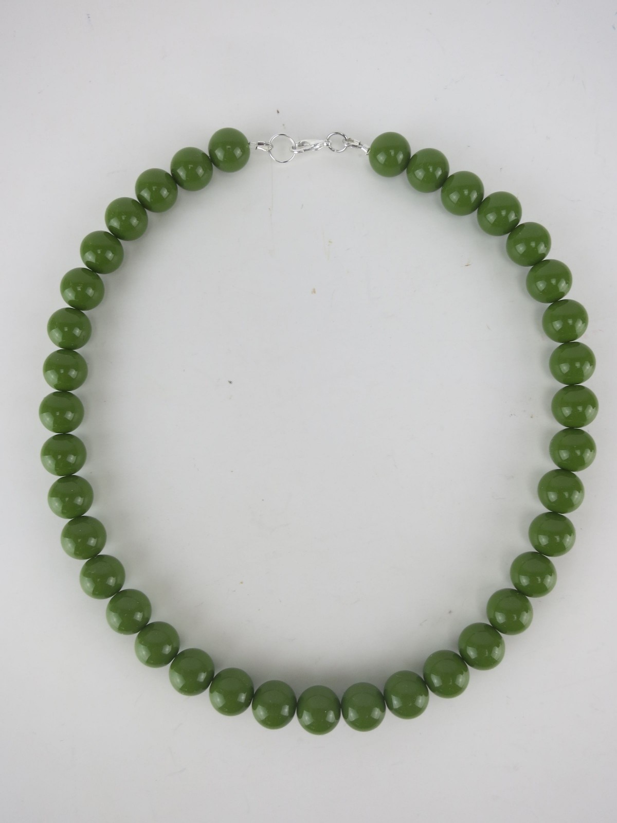 Gumball Necklace 50s Rockabilly PinUp Olive Bead Beads Retro 46.5cm Army Green