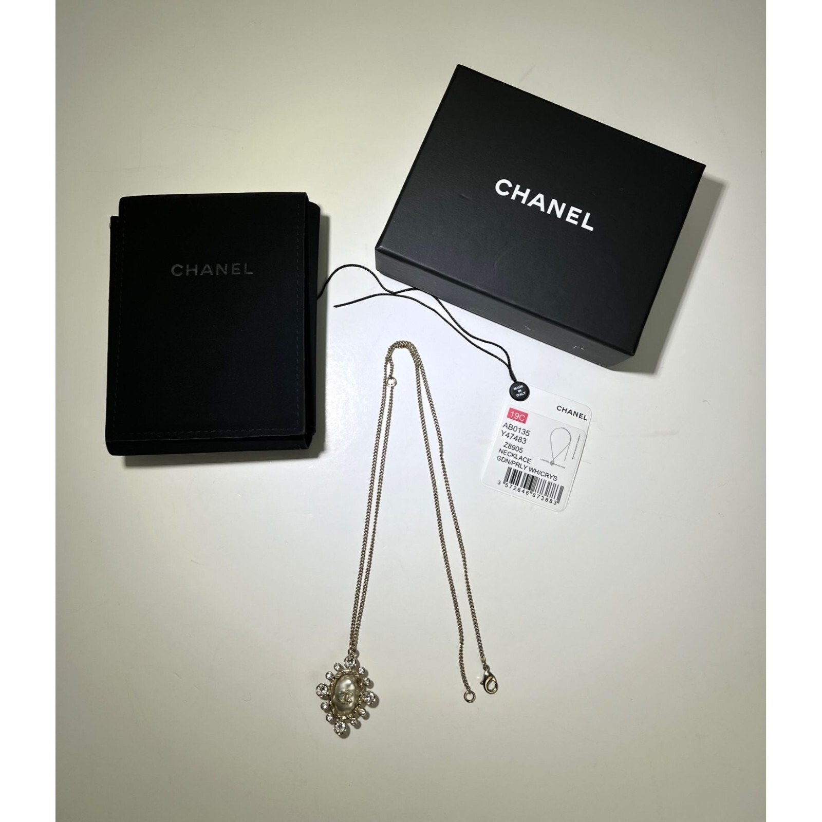 Chanel Crystal CC Necklace Gold Pearly Fashion Jewelry