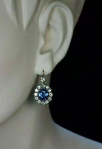 4Ct Oval Cut Tanzanite Diamond Cluster Halo Dangle Earrings 14k Yellow Gold Over