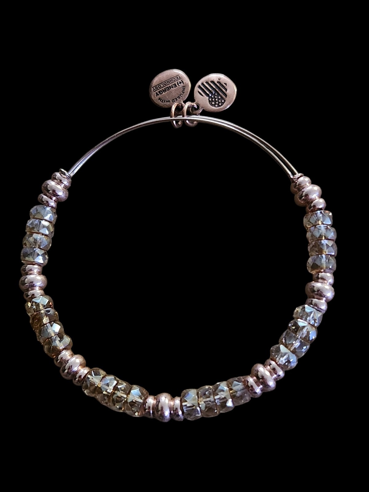 Alex and Ani Rose Gold Glass And Metal Beaded Expandable Bangle Bracelet