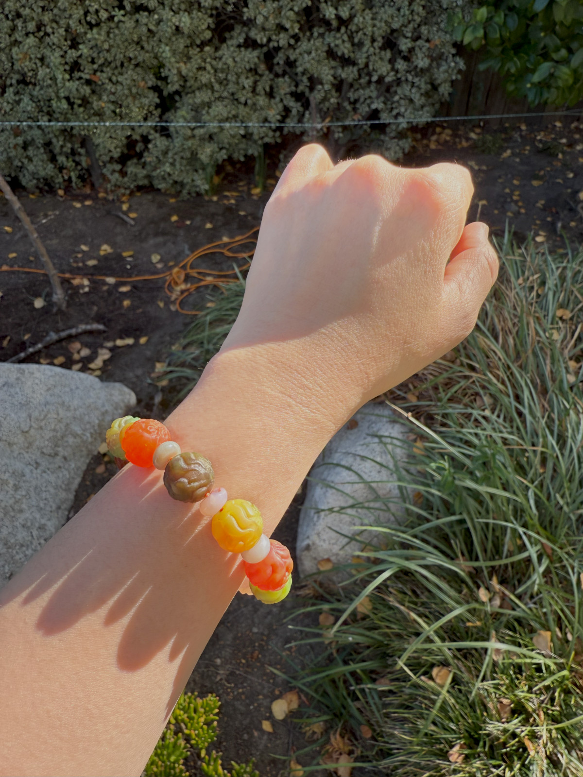 13.5mm+ Colorful Skinned Yanyuan Agate Nine-Tail Fox Beaded Bracelet｜多彩盐源手串