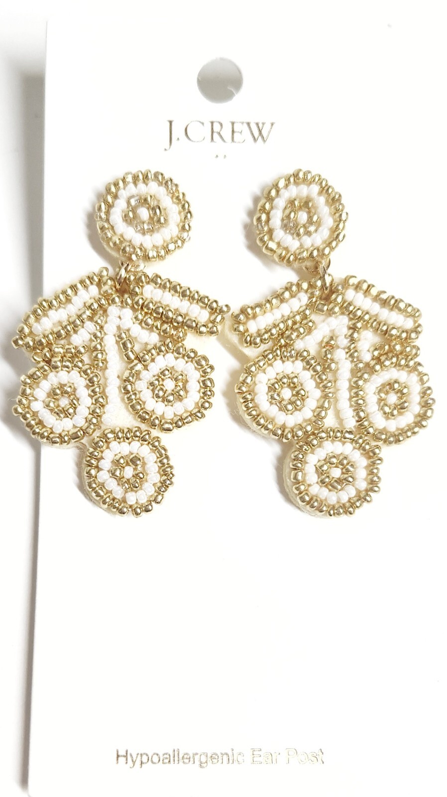J.Crew Factory Beaded Cherry Statement Earrings White Multi Gold Plated NWT