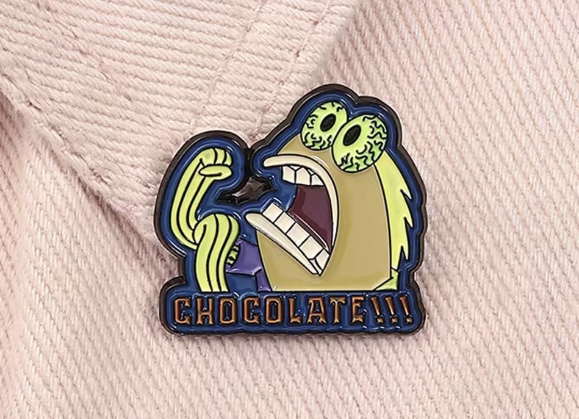 Chocolate Fish Guy Pin 1pc Pin With Rubber Backer Funny Crazy Fish Pin Brooch