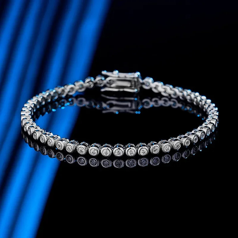 Full Moissanite S925 Sterling Silver Bubble D Color Tennis Bracelet Fine Jewelry
