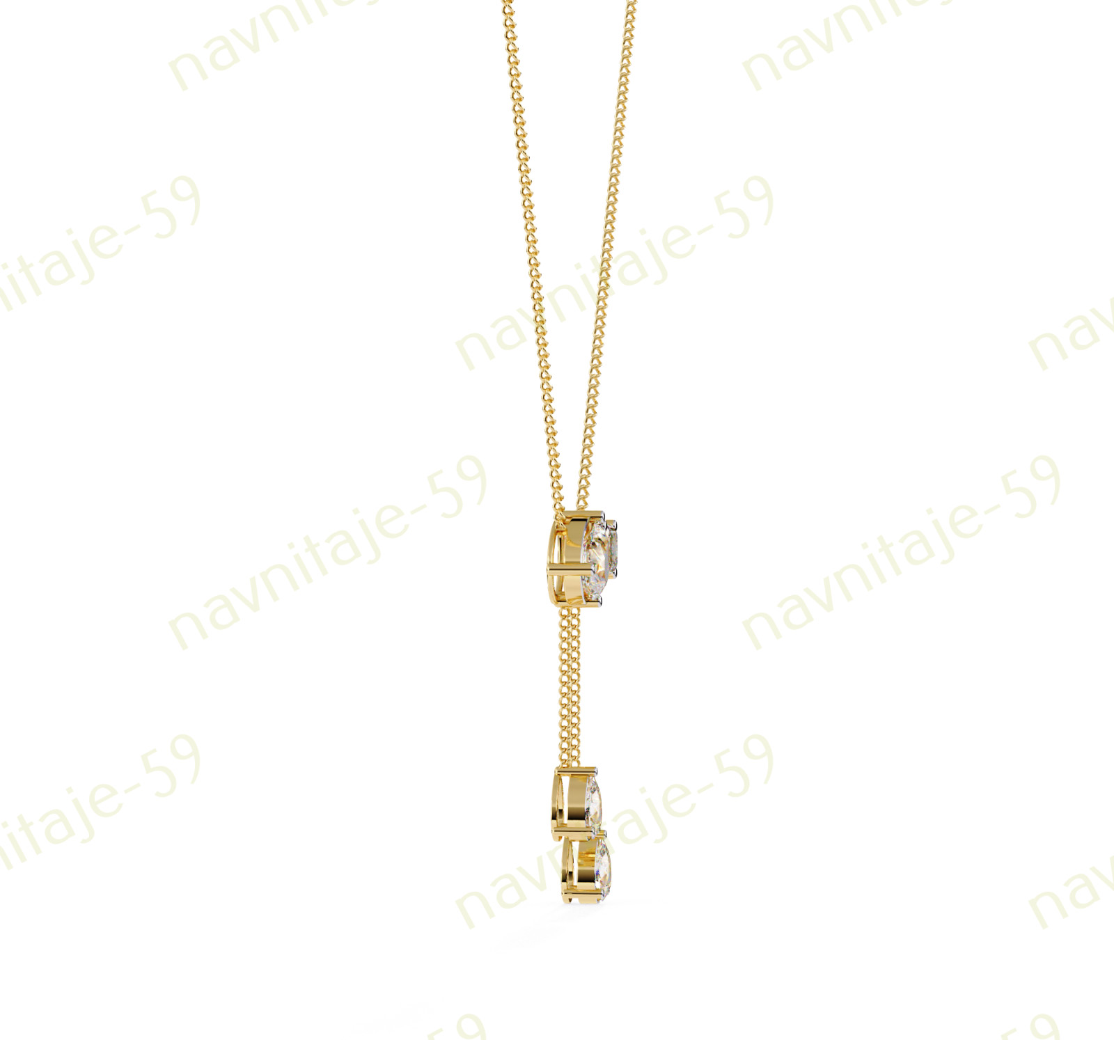 Women’s Chain 18″ Necklace Simulated Diamond 14K Yellow/ White/ Rose Gold Plated