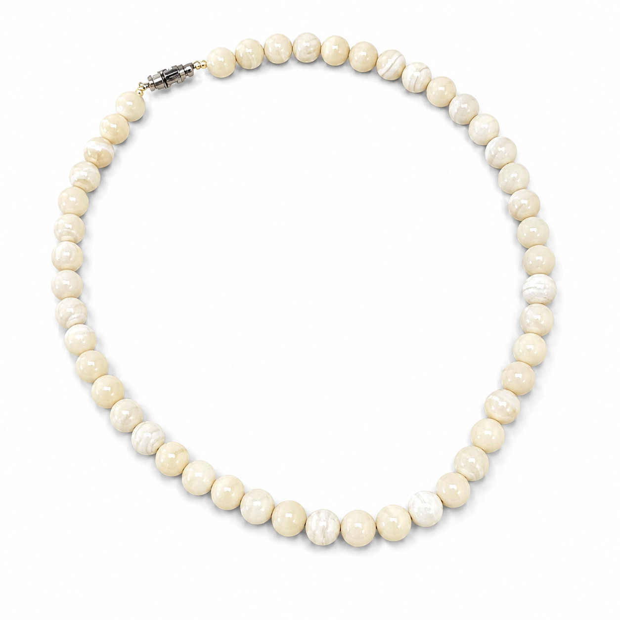 Anthropologie Beaded Statement Necklace White Cream Boho Coastal Round