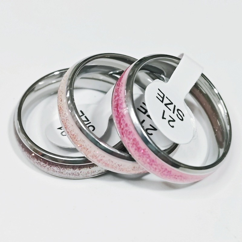 36 Pcs 4mm Pearl Coated Stainless Steel Rings Curved Inner Arc Unisex Stackable