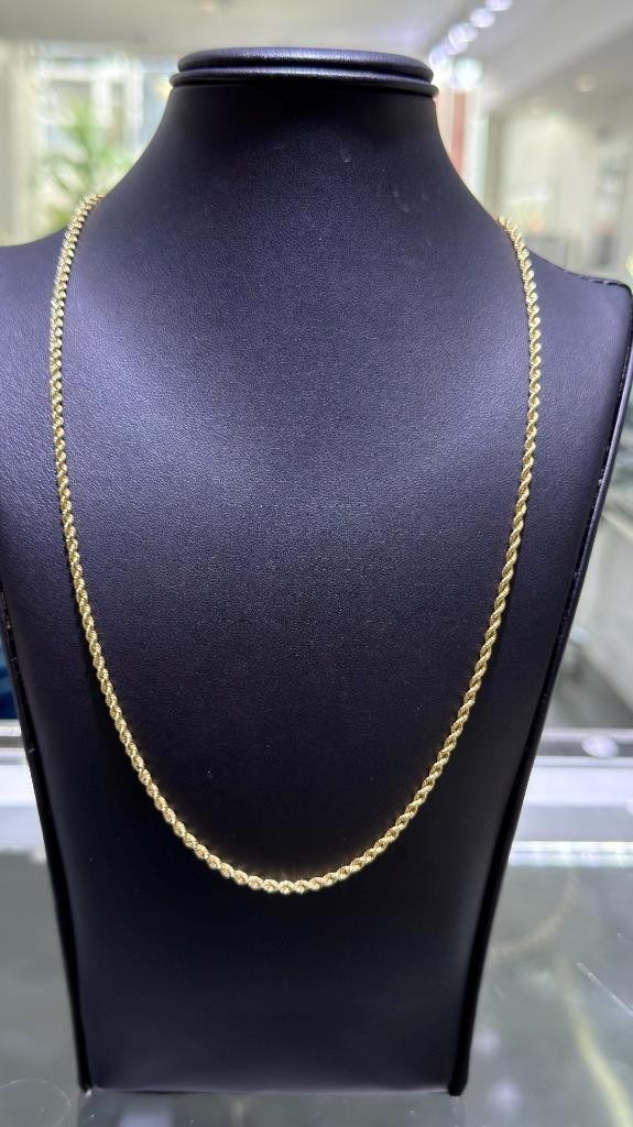 14k Yellow Gold Hand Made Rope Link Design 20″ Length Chain Necklace 10.2 Grams
