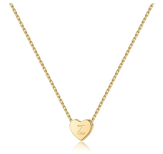 Mooham 14K Gold Plated Heart Initial Z Necklace w/ Gift Box