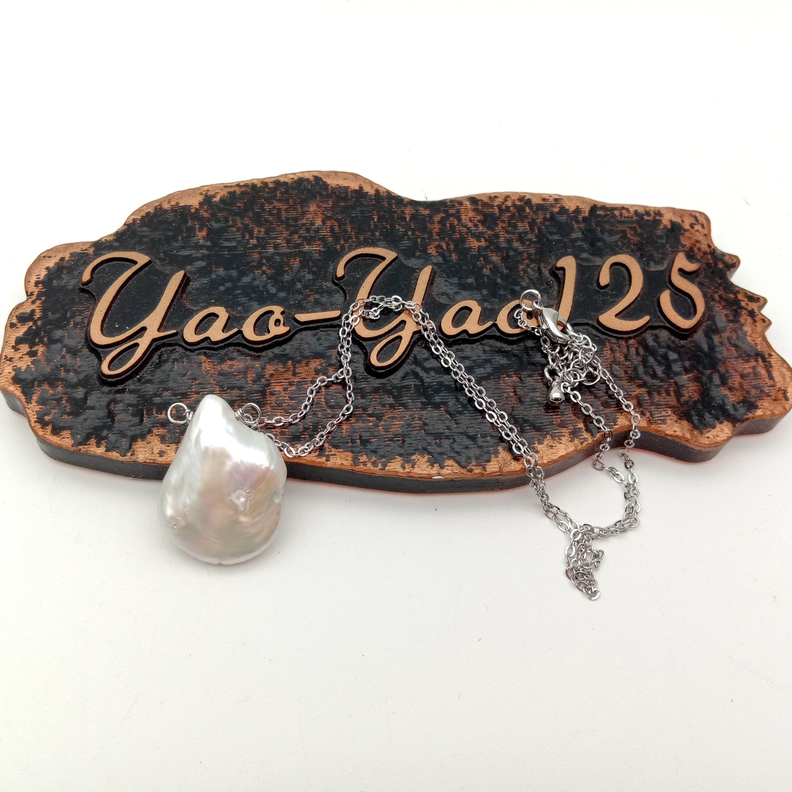 17.25″ White Coin Pearl White Gold Plated Chain necklace.