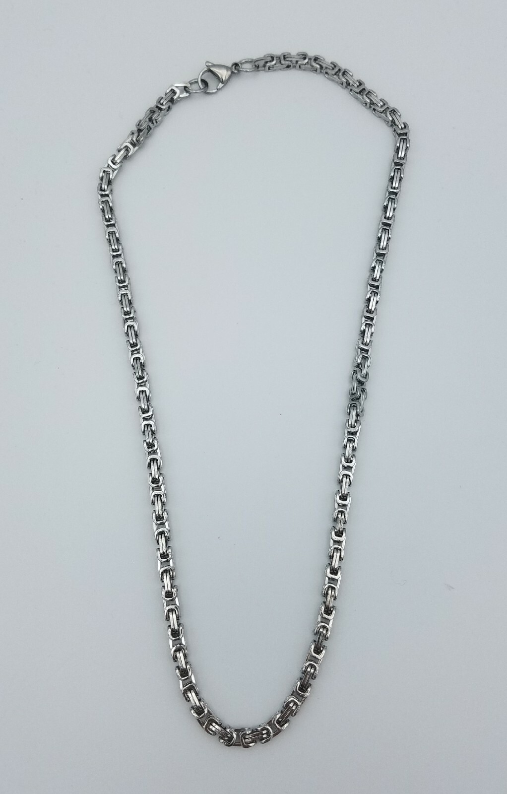 7″-44″ STAINLESS STEEL SILVER 4MM BYZANTINE TURKISH BOX ROPE CHAIN NECKLACE