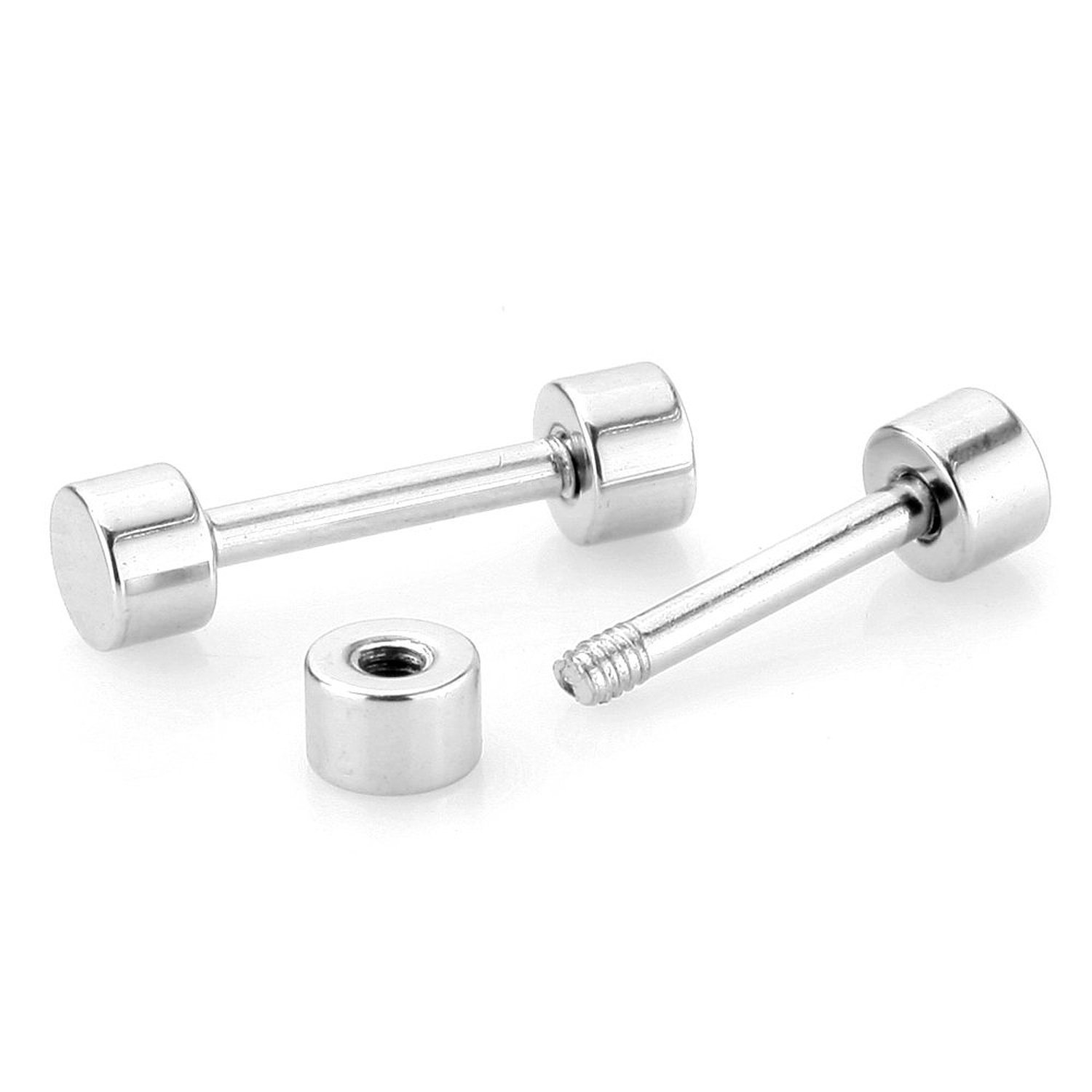 1Pair Stainless Steel Round Barbell Screw Back Men’s Earring Ear Studs 3-16mm US