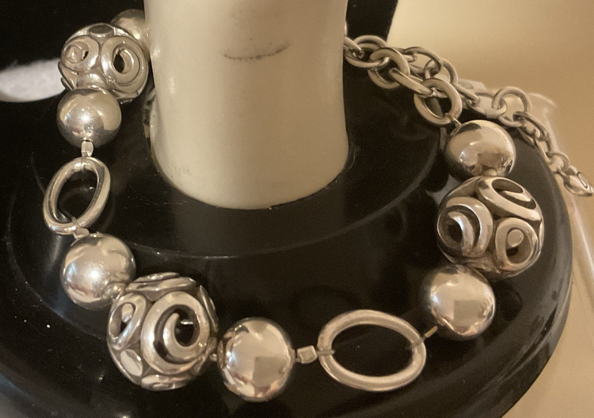 ICONIC CHIC! RARE UNIQUE BRIGHTON NWT OPEN SCROLL BALL & BEAD LINK BRACELET