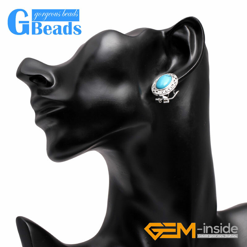 Stud Jewelry Oval Stone Silver Lever Back Hoop Earring For Women Free Shipping