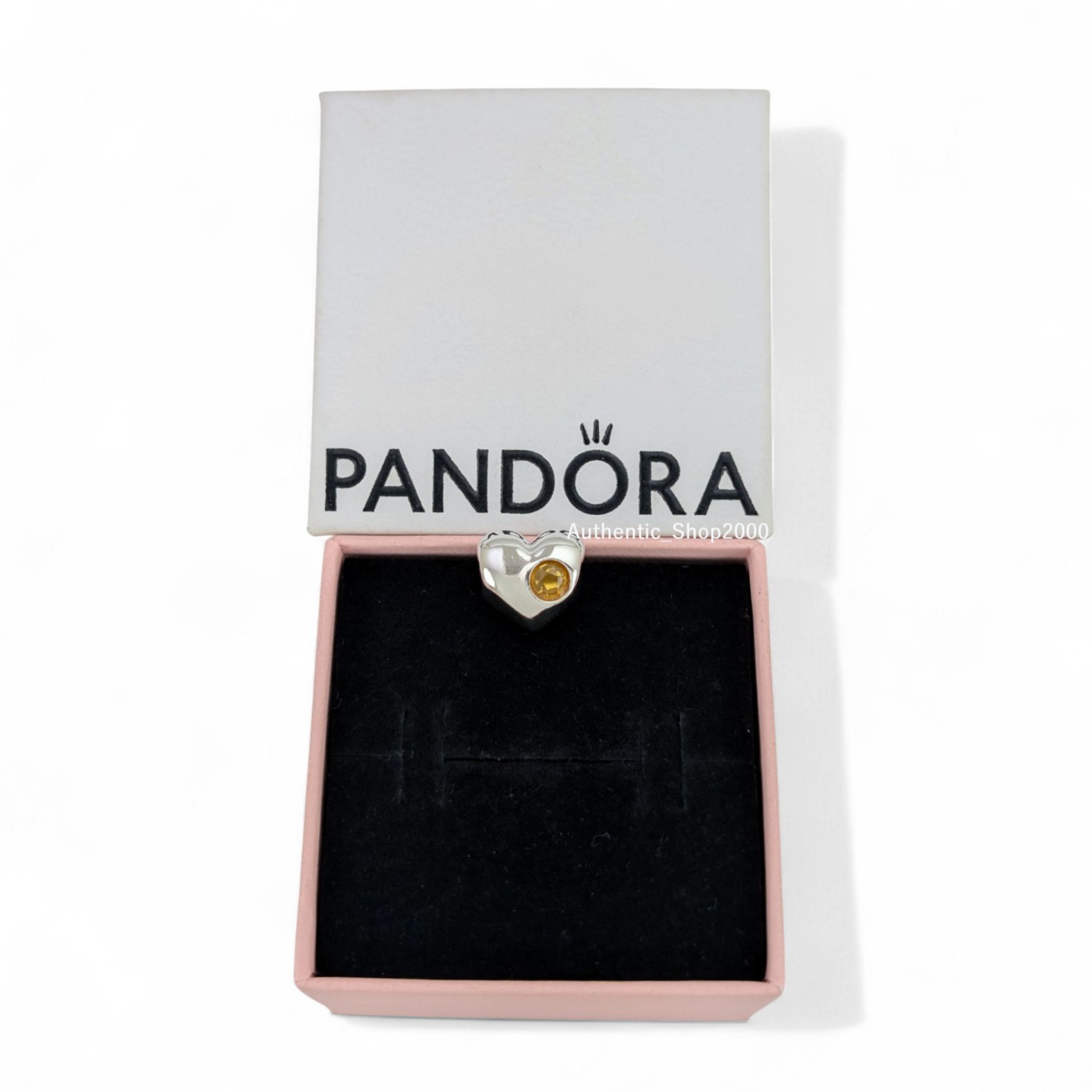 NEW 100% Authentic PANDORA 925 Ale Engravable Honey Stone Heart Charm 794161C11