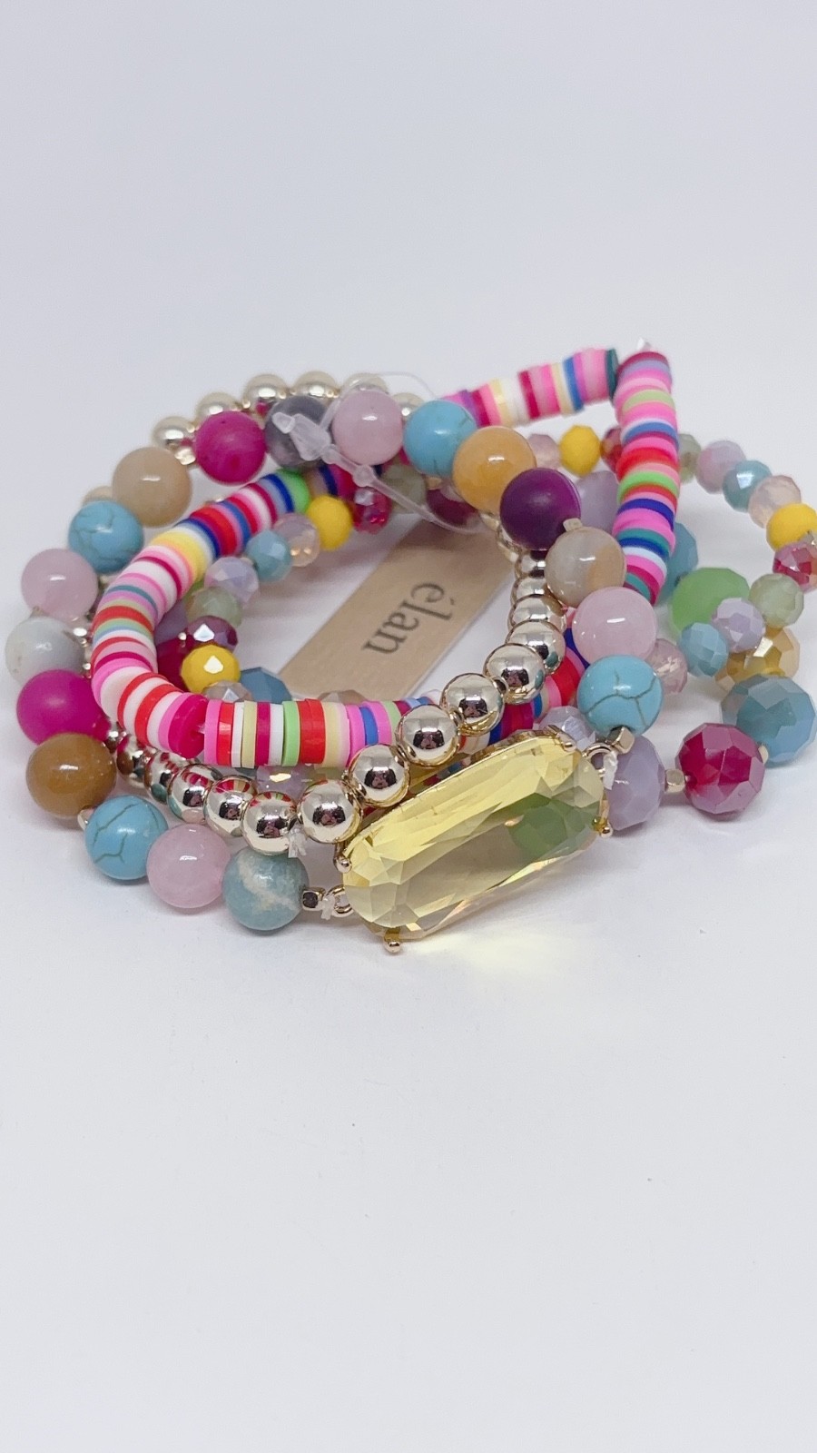 Multi-Color Beaded Stretch Bracelet Stack