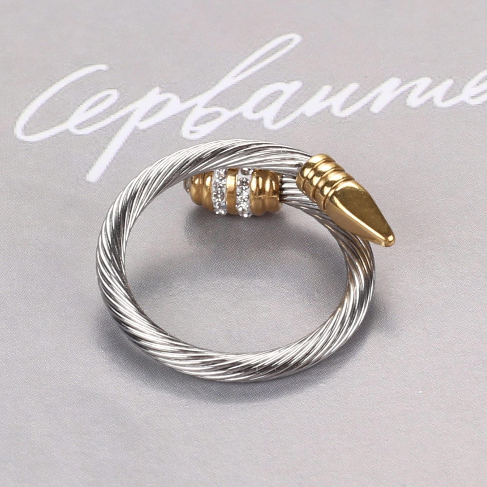 Ring for Cable Nail Rings Open Stackable Adjustable Cubic Zirconia Vintage De…