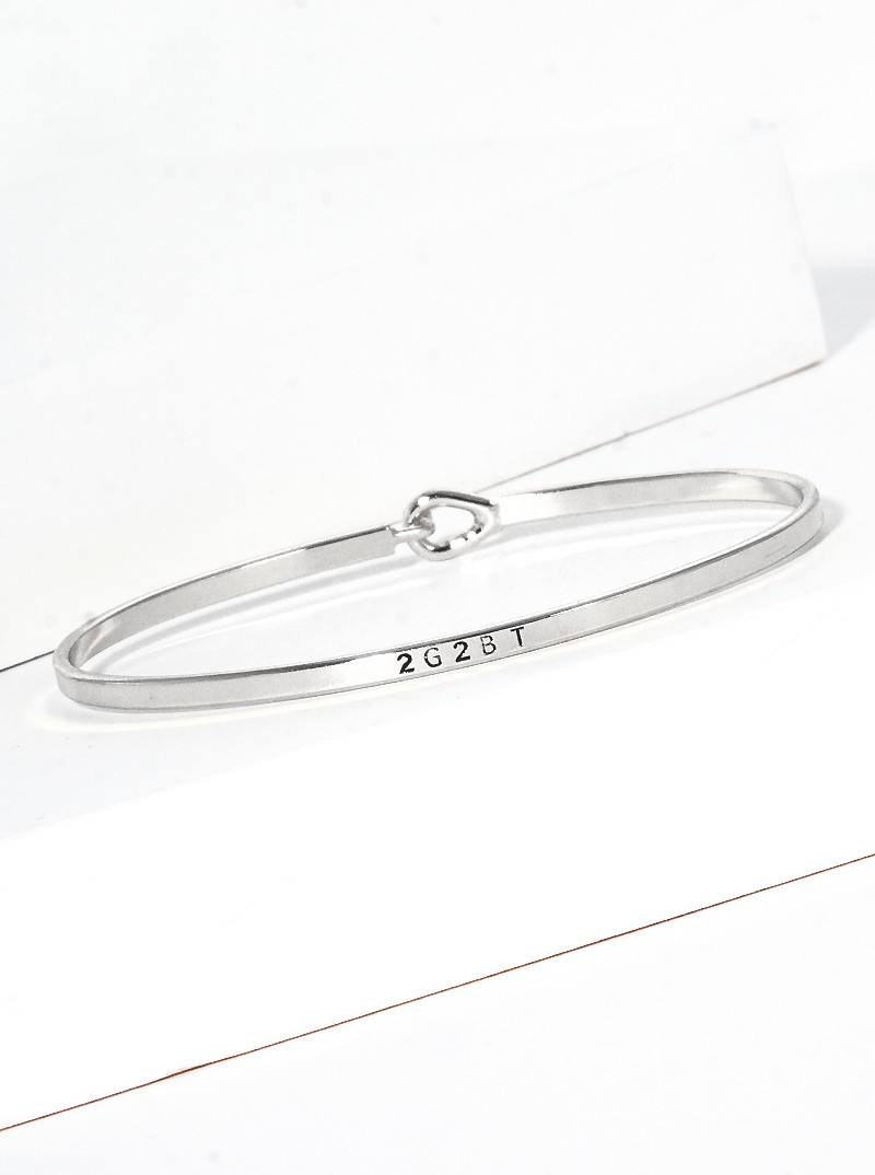 2G2BT Engraved Brass Bangle, Gold, Rose Gold or Silver Tone, 0.2in