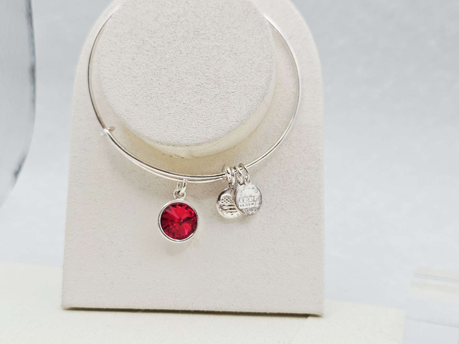 Alex & Ani July Birthstone Red Swarovski Crystal Charm Bracelet – Silver ✨