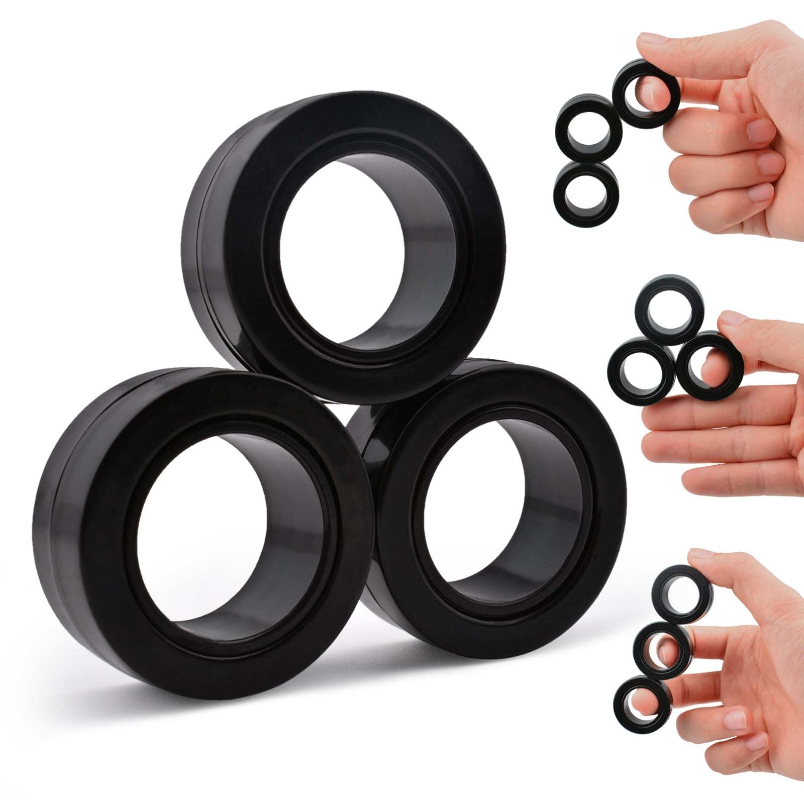 Cevioce 3 PCS Magnetic Rings Fidget Toys Set for Adults Boys Teens,ADHD An
