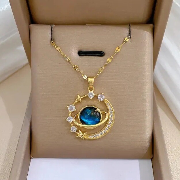 Necklace Stars and Moon Versatile Stainless Steel Exquisite Starry Sky Planet