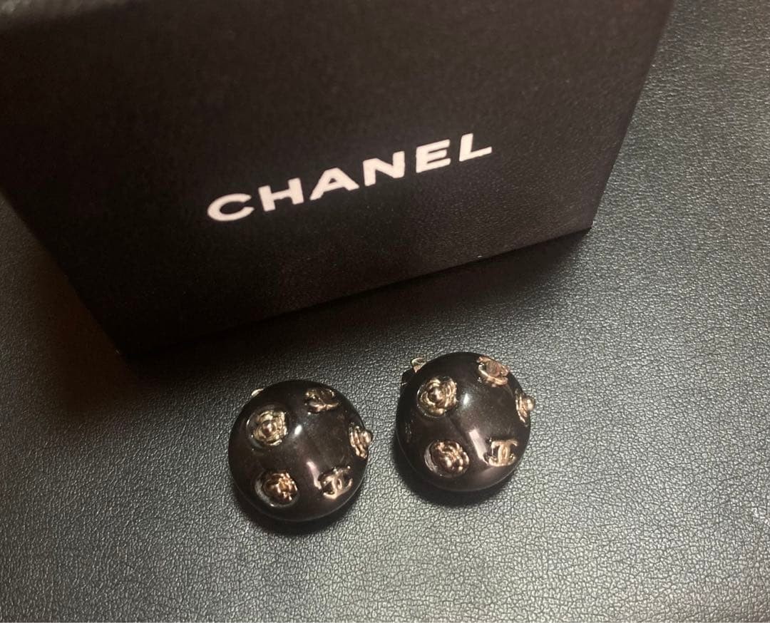 Chanel Coco Mark Icon Charm Earrings Black Jewelry Accessory for Women with Box