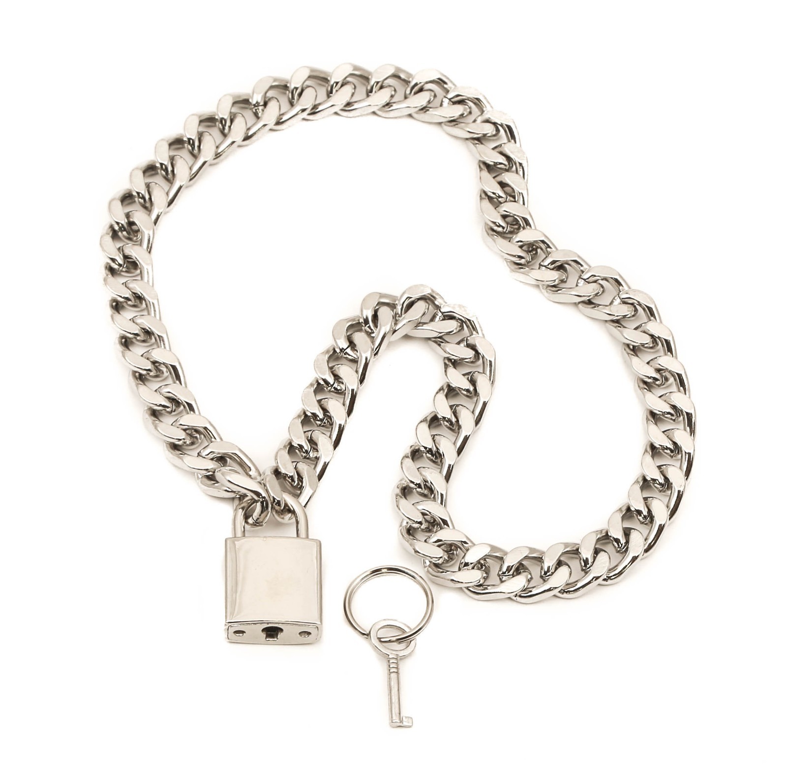 Pad Lock Choker Gothic Necklace Pendant Diamond Cut Chain Sid Vicious Real Lock