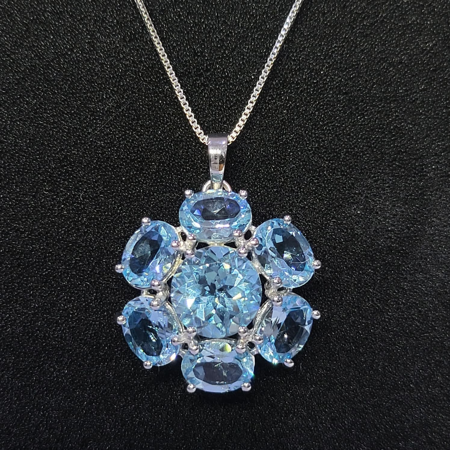 Sky Blue Topaz Round 10.00 MM 925 Sterling Silver Pendant Gift Her.