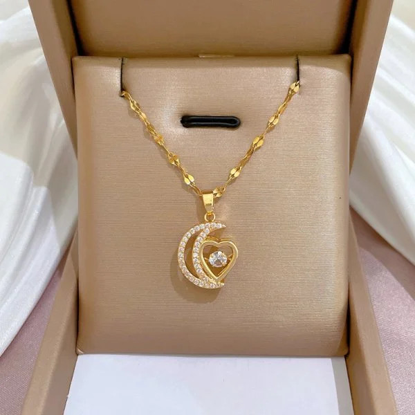316L Stainless Steel Sun Moon Star Pendant Necklace For Women Exquisite Planet