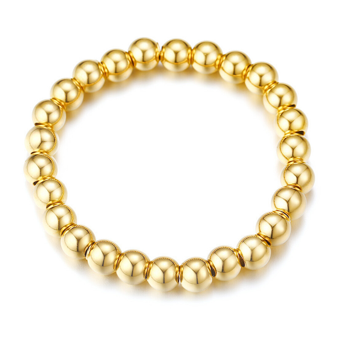 7-11″ 6/8/10mm Men/Women’​s Handmade Silver Gold Beads Stainless steel Bracelet