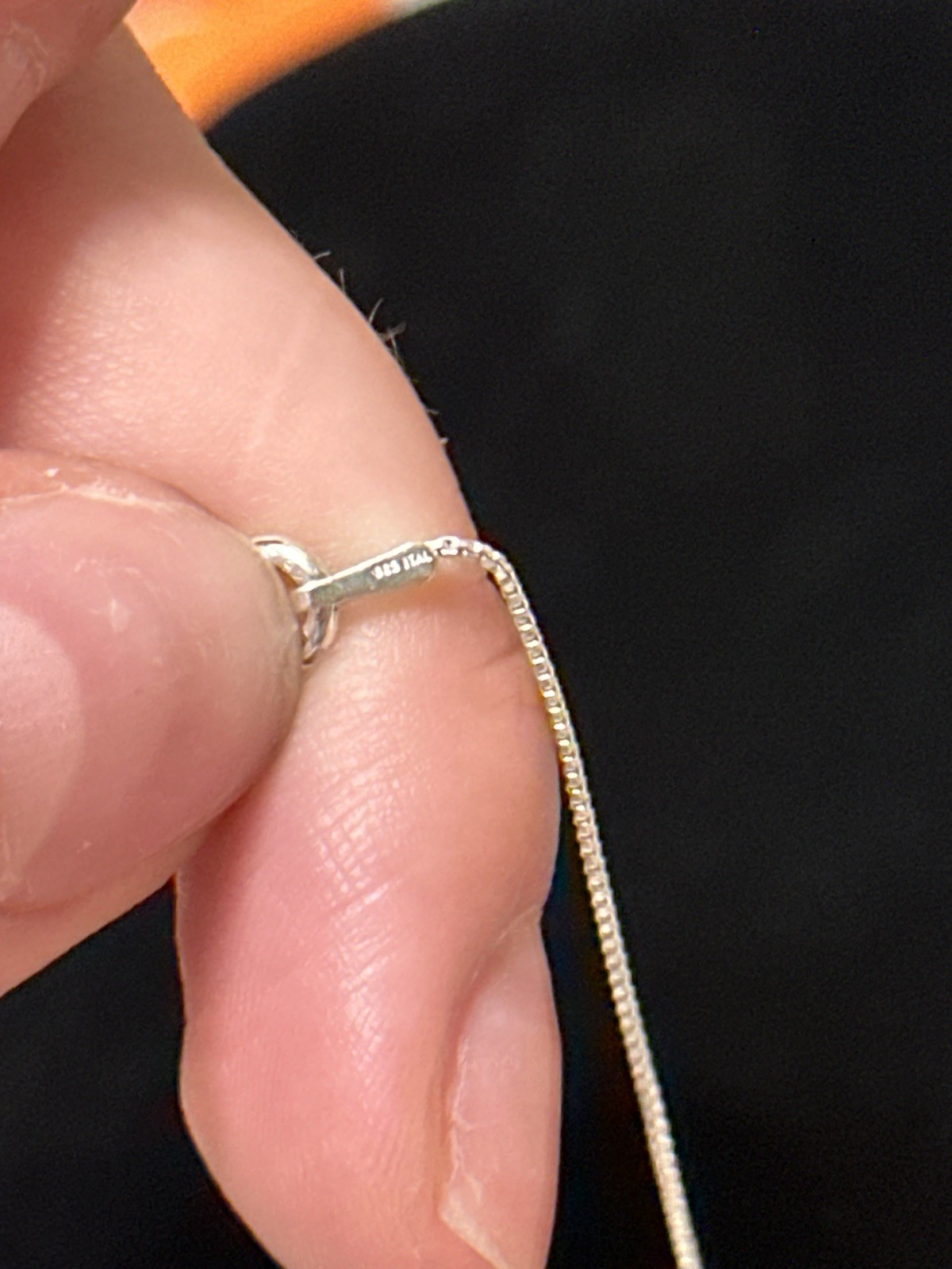 Rare Sterling Silver Necklace With Cubic Zirconia Pendant 7.4g 18in
