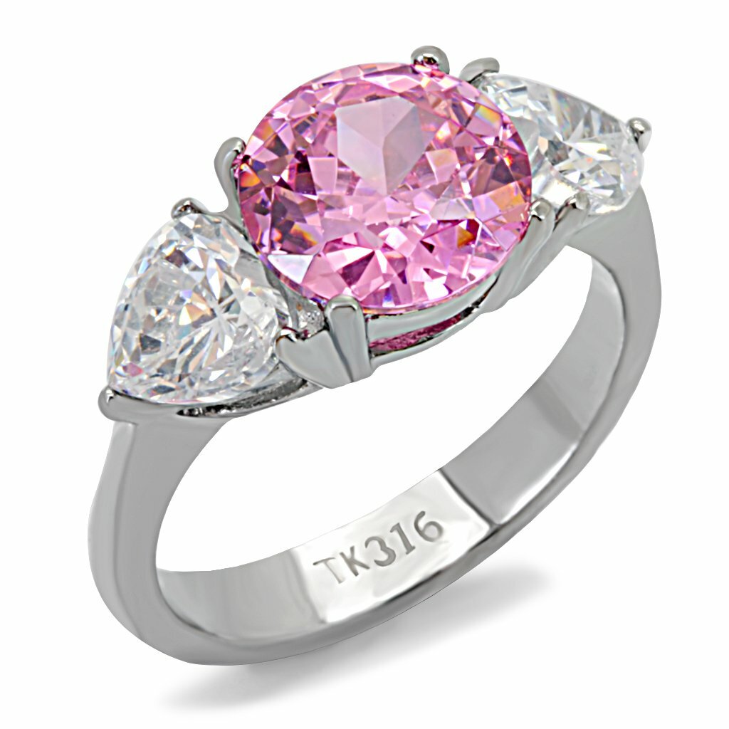 TK164 – High polished (no plating) Stainless Steel Ring with AAA Grade CZ in