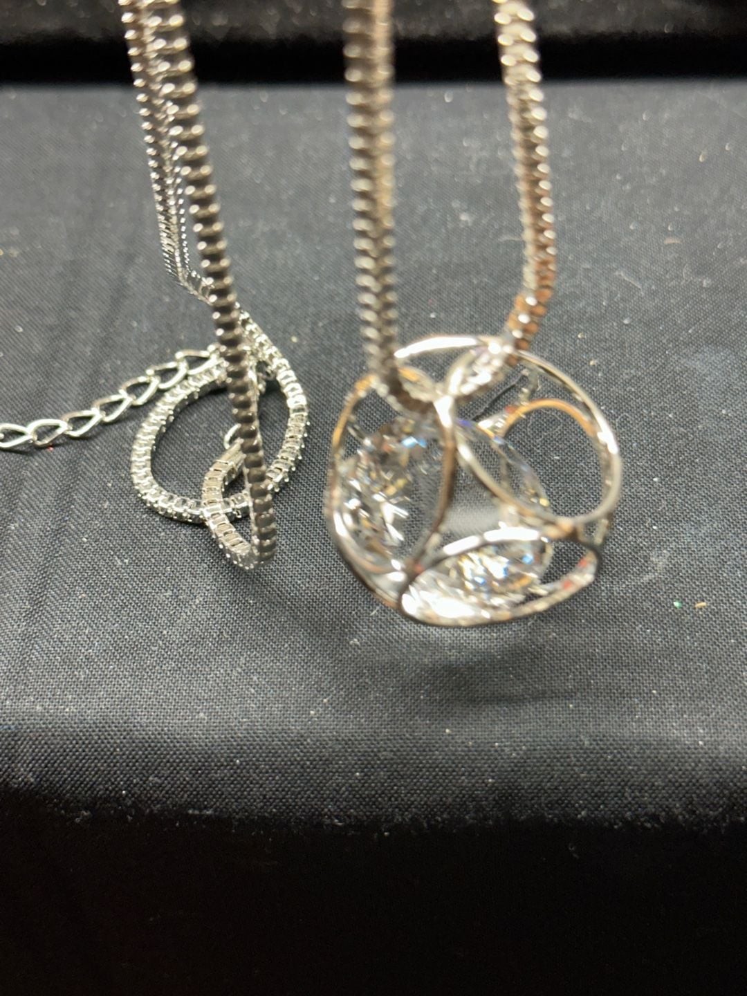 Modern Cube Cage Pendant Necklace with Crystal Bead