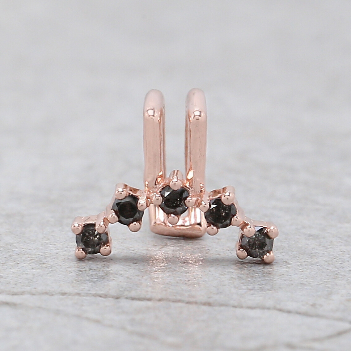 Round Black Grey Diamond Ear Cuff 14K Rose White Yellow Gold Ear Cuff KD1070