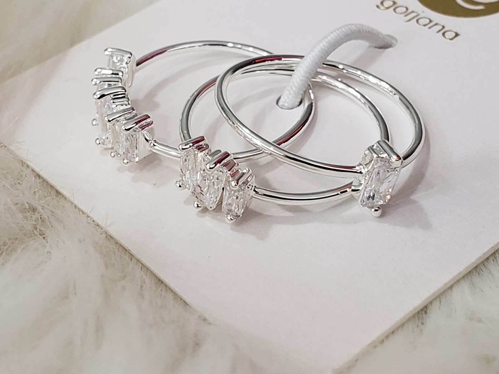 NEW SZ 6 GORJANA Amara Stackable Rings Set Of 3 PIECE white cubic zirconia