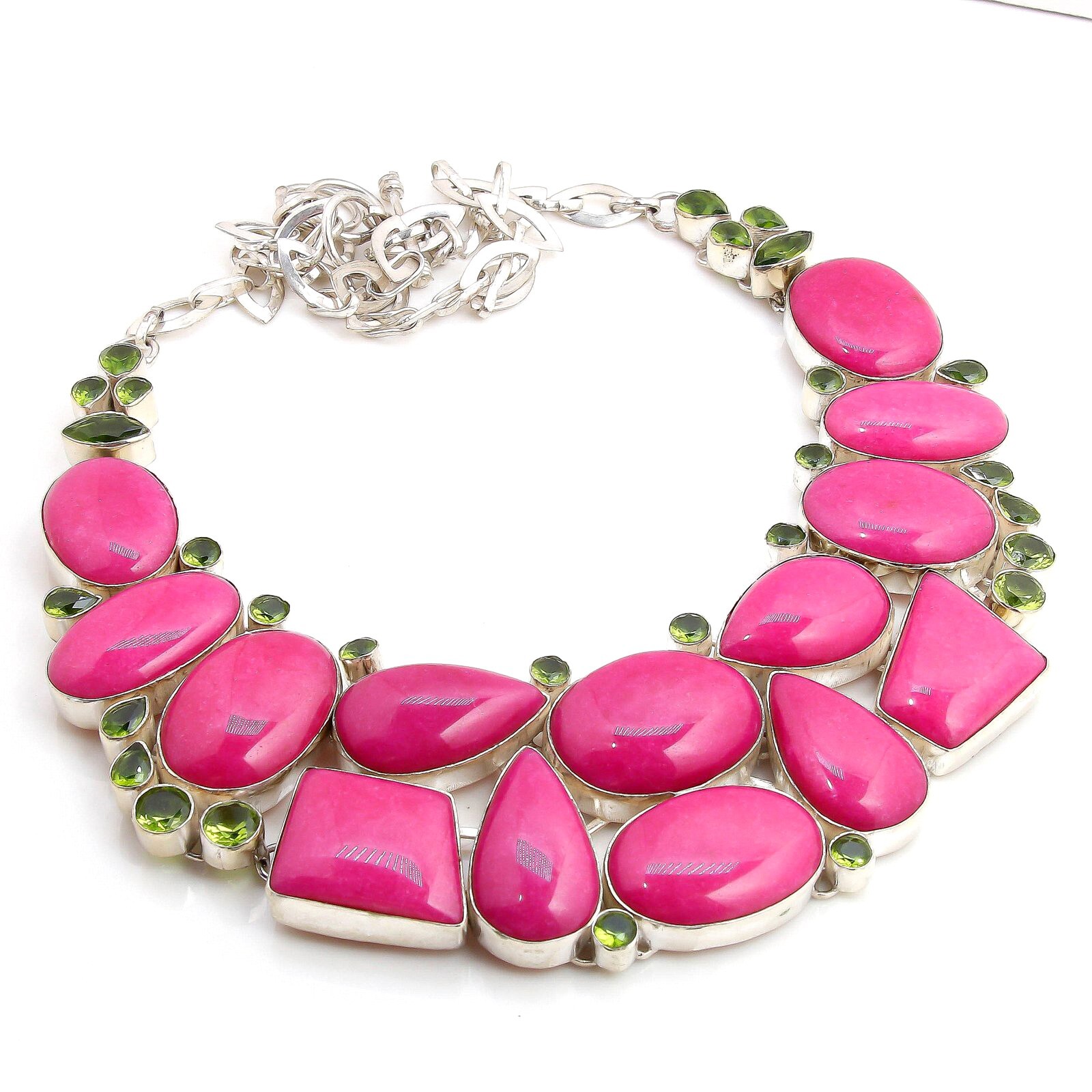 Galaxy Jasper Peridot Gemstone Handmade Necklace Jewellery Size 18 Inches