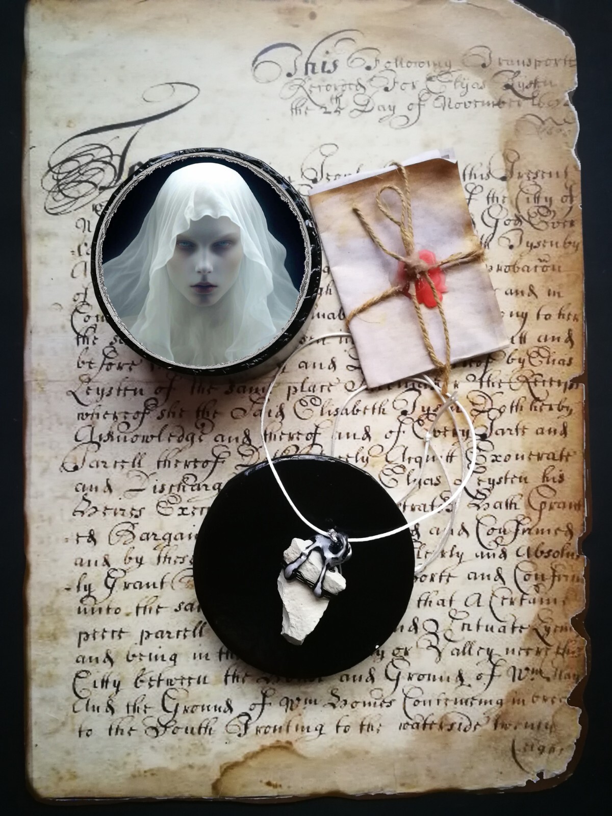 Uncut Gemstone Pendant Spirit Companion Boo Ghostly Witch Amulet Raw Stone Spell