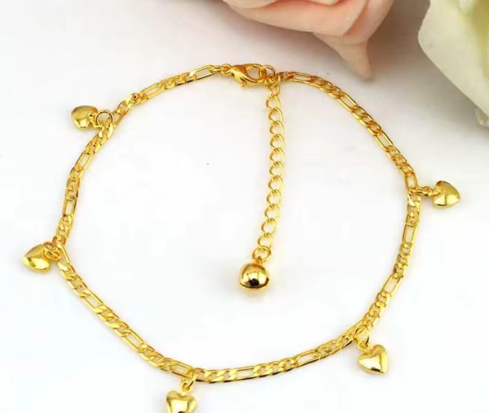 Women’s Fashion Jewelry Solid Heart Ankle Bracelet Sandal Barefoot Anklet
