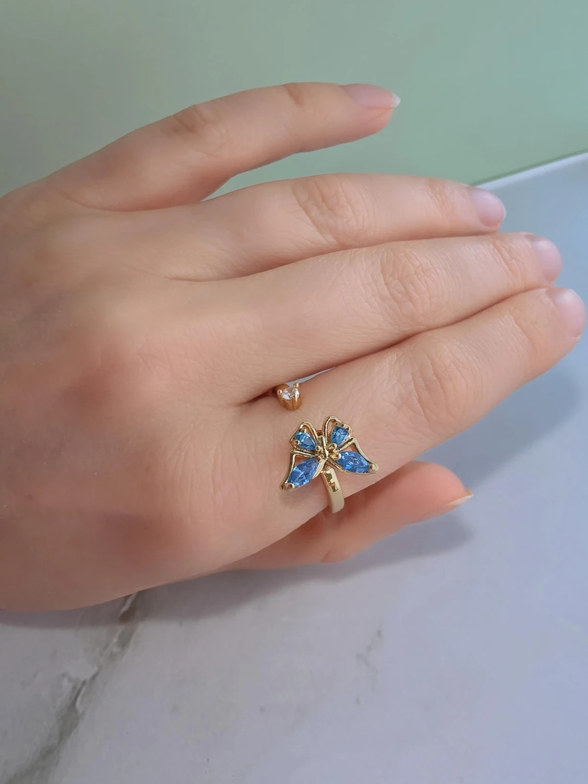 Silver Fidget Spinner Ring Butterfly Dragonfly CZ Women Gift Anxiety Relief