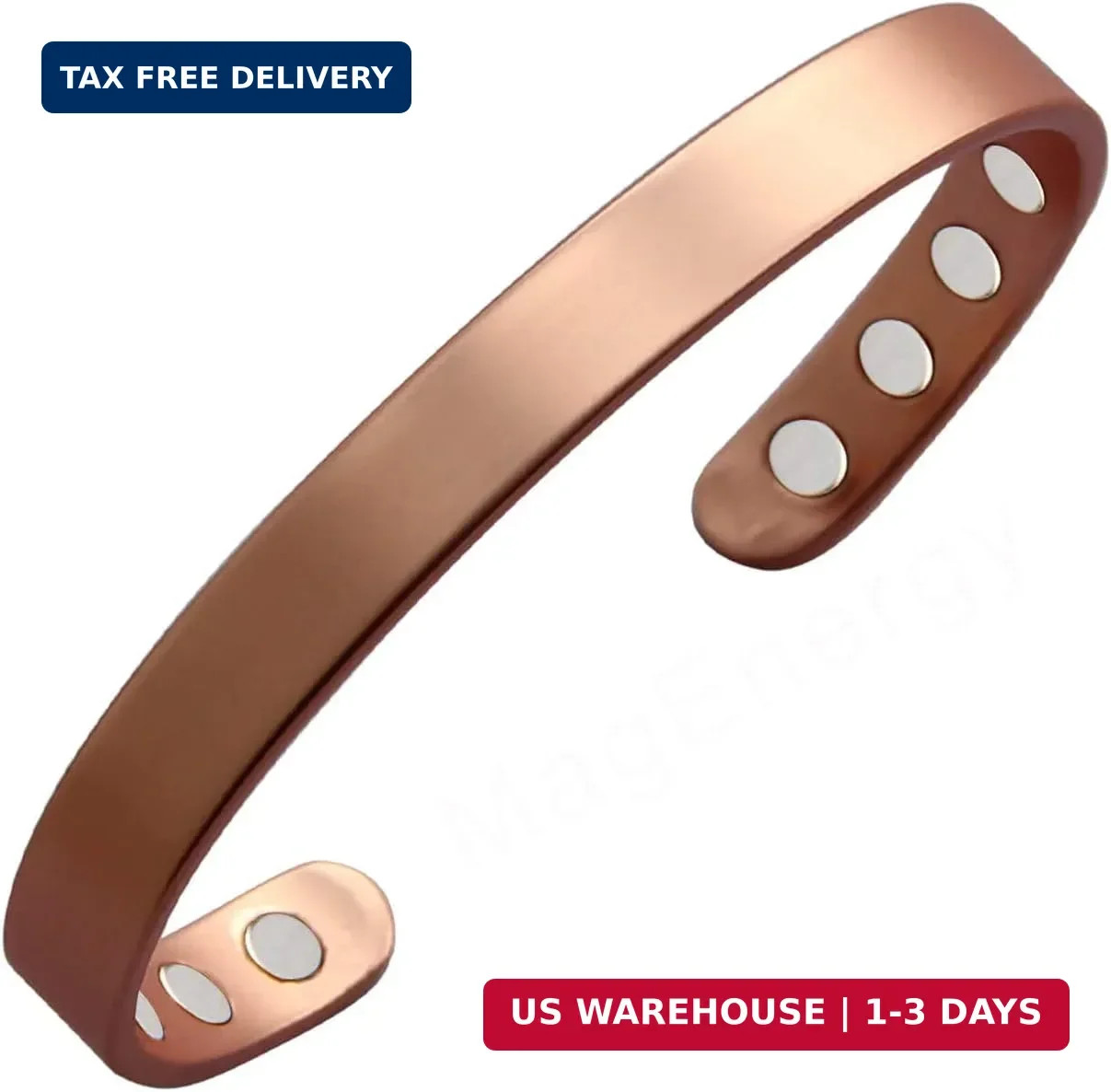 MagEnergy Copper Bracelet for Men and Women, 99.9% Pure Copper Magnetic Bangle w